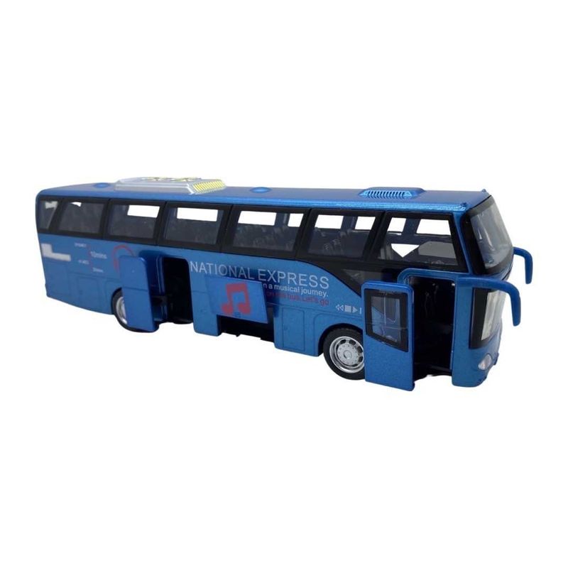 Jucarii, Copii si Bebe - Jucarii si jocuri - Vehicule si jucarii cu telecomanda - Masinute - Macheta metal autobuz Express albastru cu sunet si lumini - Infinity.ro
