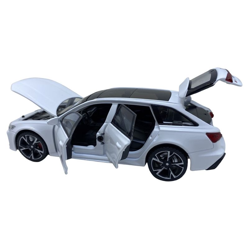 Jucarii, Copii si Bebe - Jucarii si jocuri - Vehicule si jucarii cu telecomanda - Masinute - Macheta Audi RS6 alba deschide 4 usi, portbagaj si capota, lumini si sunete - Infinity.ro