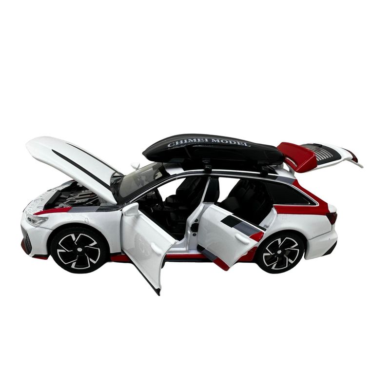 Jucarii, Copii si Bebe - Jucarii si jocuri - Vehicule si jucarii cu telecomanda - Masinute - Macheta Audi RS6 1:32 alba replica metal lumini si sunete usi deschise portbagaj functional - Infinity.ro