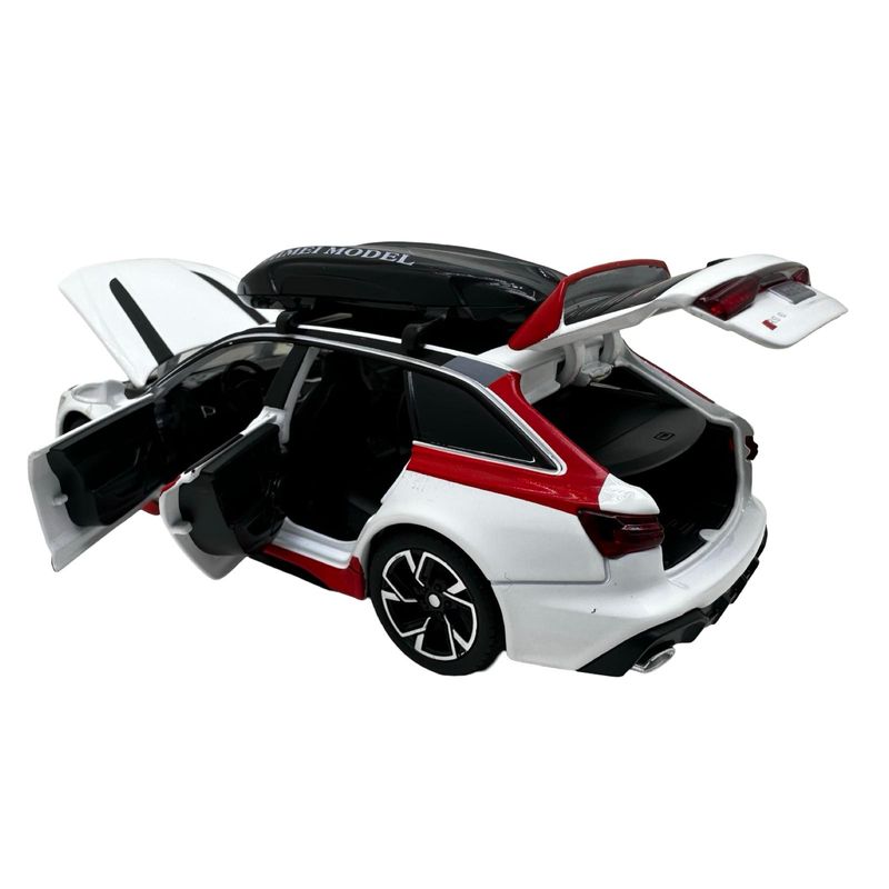Jucarii, Copii si Bebe - Jucarii si jocuri - Vehicule si jucarii cu telecomanda - Masinute - Macheta Audi RS6 1:32 alba replica metal lumini si sunete usi deschise portbagaj functional - Infinity.ro