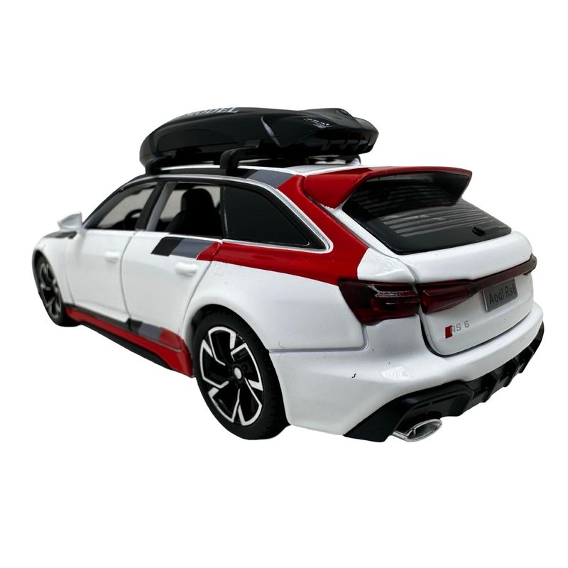 Jucarii, Copii si Bebe - Jucarii si jocuri - Vehicule si jucarii cu telecomanda - Masinute - Macheta Audi RS6 1:32 alba replica metal lumini si sunete usi deschise portbagaj functional - Infinity.ro