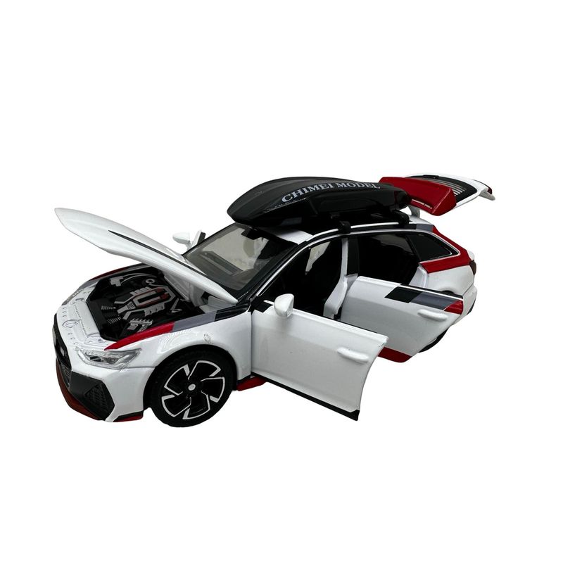 Jucarii, Copii si Bebe - Jucarii si jocuri - Vehicule si jucarii cu telecomanda - Masinute - Macheta Audi RS6 1:32 alba replica metal lumini si sunete usi deschise portbagaj functional - Infinity.ro