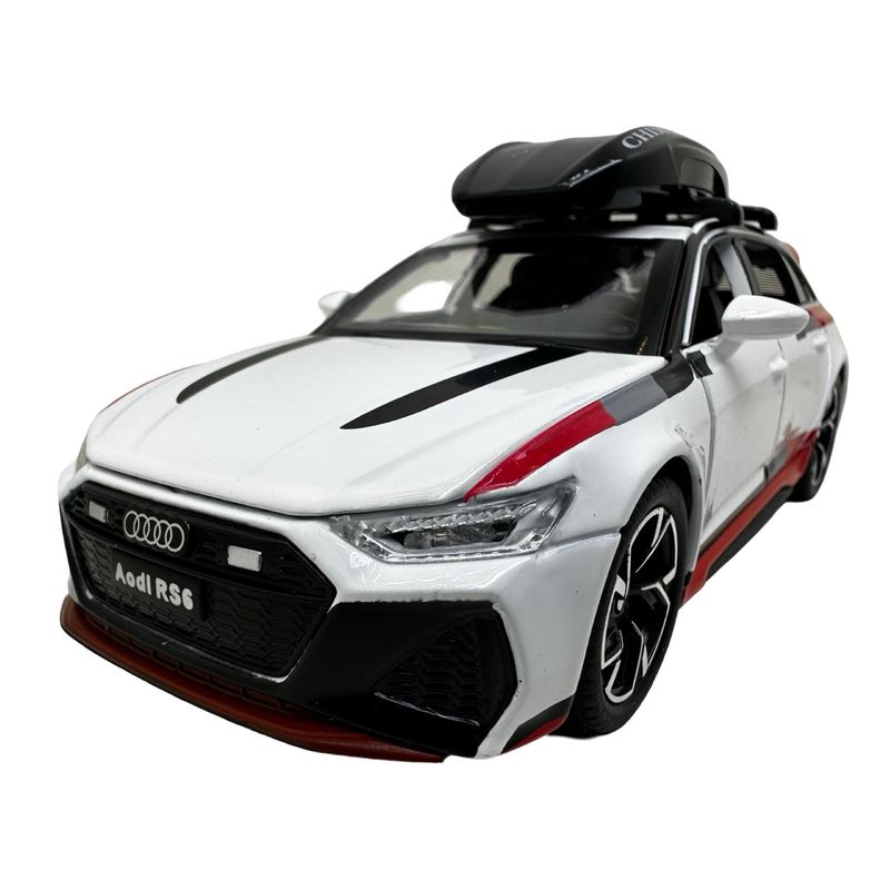 Jucarii, Copii si Bebe - Jucarii si jocuri - Vehicule si jucarii cu telecomanda - Masinute - Macheta Audi RS6 1:32 alba replica metal lumini si sunete usi deschise portbagaj functional - Infinity.ro