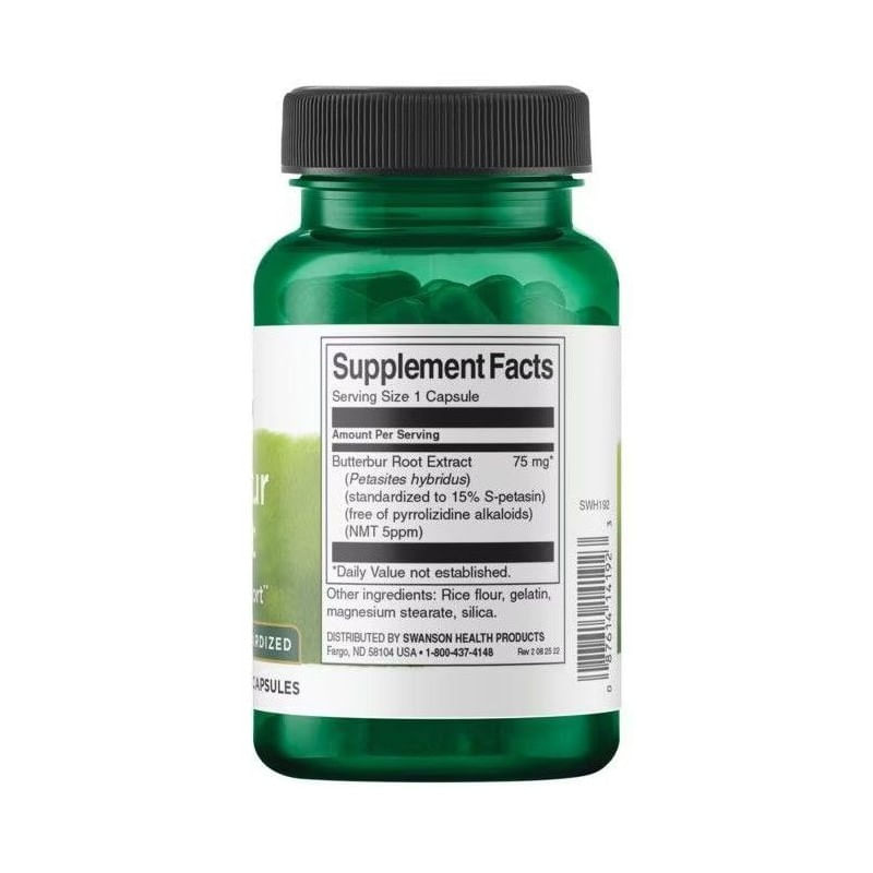 Ingrijire personala si Cosmetice - Sanatate si wellness - Suplimente alimentare - Alte suplimente alimentare - Butterbur Extract  - Extract de tataneasa 75 mg 60 Capsule, Swanson - Infinity.ro