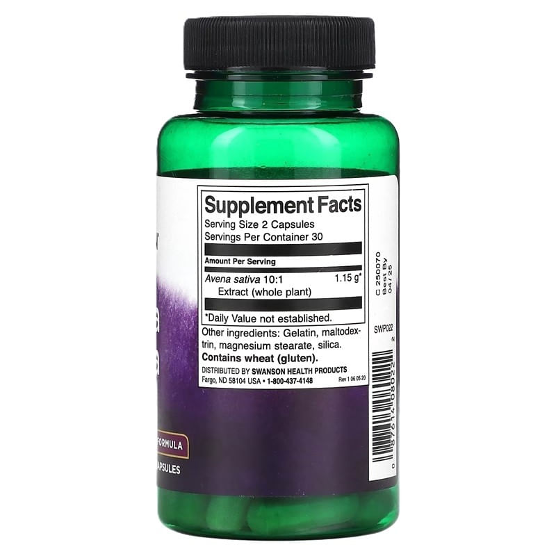 Ingrijire personala si Cosmetice - Sanatate si wellness - Suplimente alimentare - Alte suplimente alimentare - Avena Sativa - Max Potency Man 575 mg 60 capsule, Swanson - Infinity.ro