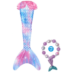 Jucarii, Copii si Bebe - Jucarii si jocuri - Jucarii de rol - Masti si costume copii - Coada de Sirena THK®, Roz/Mov cu bratara HandMade by Alessia Ioana - 150 cm - 11 ani + · · · - Infinity.ro