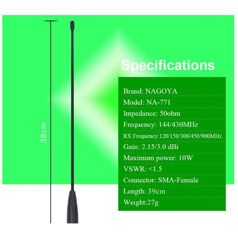 TV, Audio-Video si Foto - Accesorii TV si audio - Antene TV si accesorii - Antena Nagoya NA-771,THK® SMA-M Male Dual Band VHF/UHF pentru Statiile radio Kenwood, Puxing, Baofeng, Quansheng, HYT - Infinity.ro