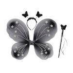 Casa si Gradina - Decoratiuni - Decoratiuni petrecere - Masti si costume carnaval - Accesorii copii Aripi Fluture Negru THK®, bagheta magica, coronita, Serbare, Jocuri de Rol, Carnaval, Ziua Copilului - Infinity.ro