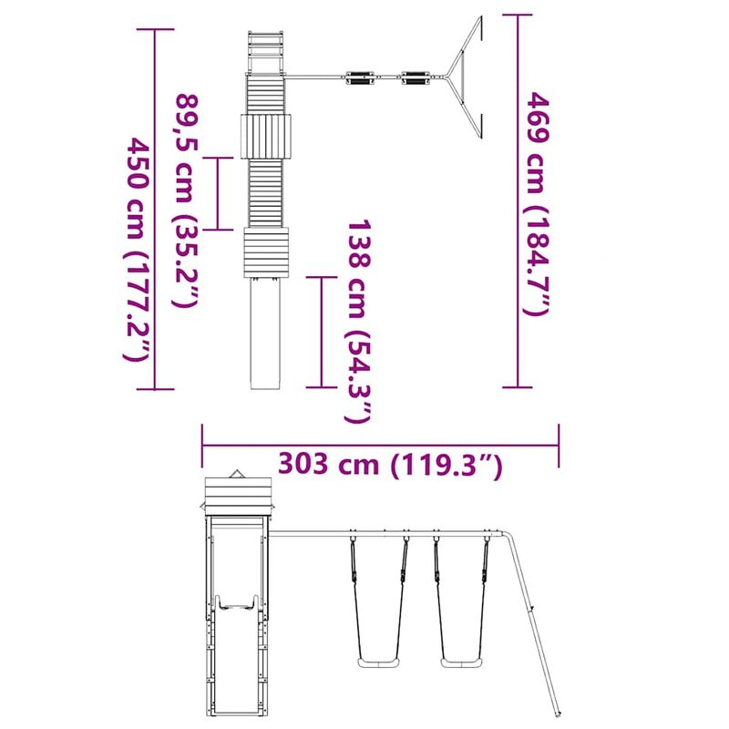 Jucarii, Copii si Bebe - Jucarii si jocuri - Jucarii de exterior - Spatii de joaca si accesorii - Set de joaca pentru exterior, lemn de pin impregnat - Infinity.ro