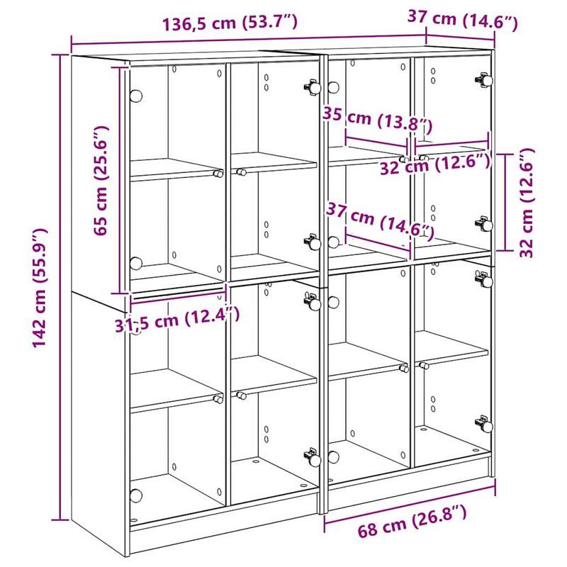 Casa si Gradina - Mobilier - Comode si corpuri - Comode - Bufet 2 pcs Lemn Vechi 136 x 37 x 142 cm Lemn compozit - Infinity.ro