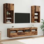 Casa si Gradina - Mobilier - Comode si corpuri - Comode - Unitati TV de perete cu LED 5 pcs Lemn Vechi 40,5 x 30 x 90 cm - Infinity.ro
