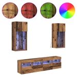 Casa si Gradina - Mobilier - Comode si corpuri - Comode - Unitati TV de perete cu LED 5 pcs Lemn Vechi 40,5 x 30 x 90 cm - Infinity.ro