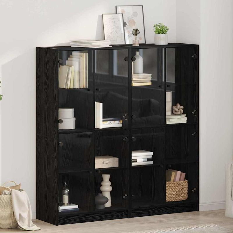 Casa si Gradina - Mobilier - Comode si corpuri - Comode - Bufet 2 pcs Stejar Negru 136 x 37 x 142 cm Lemn compozit - Infinity.ro
