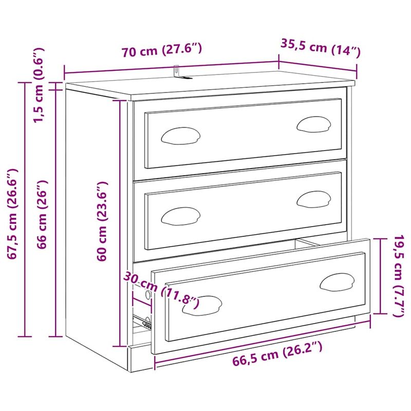 Casa si Gradina - Mobilier - Comode si corpuri - Comode - Bufeturi 3 pcs Lemn Vechi 210 x 35,5 x 67,5 cm Lemn compozit - Infinity.ro