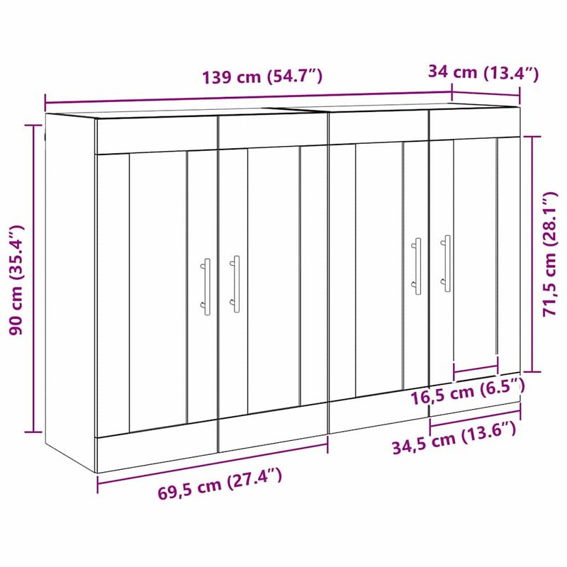 Casa si Gradina - Mobilier - Comode si corpuri - Comode - Usi pentru dulapuri montate pe perete 2 pcs Stejar Artizanal - Infinity.ro