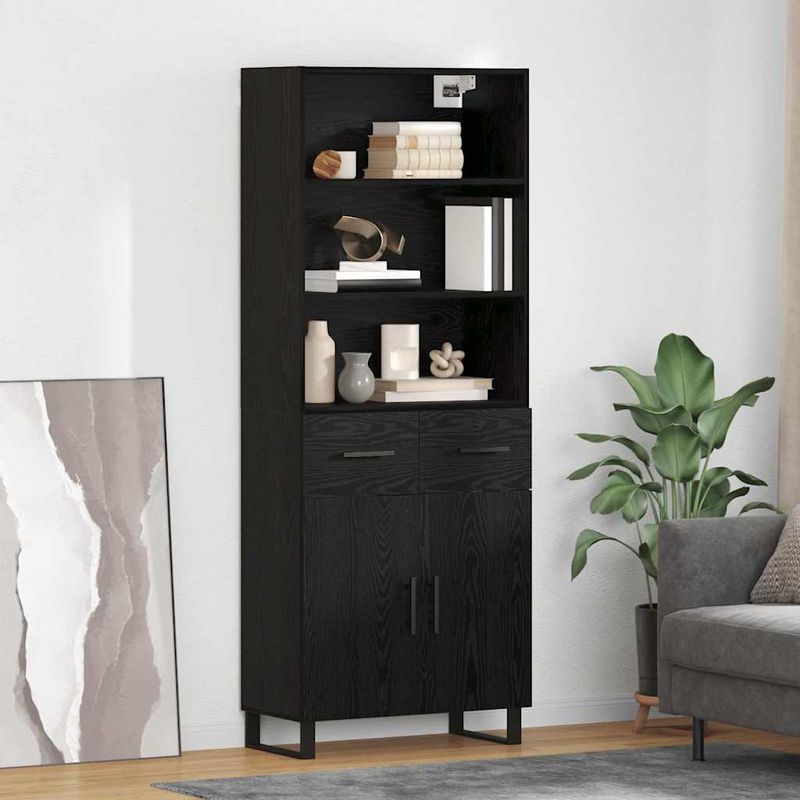 Casa si Gradina - Mobilier - Comode si corpuri - Comode - Bufet Pe perete cu sertar 2 pcs Stejar Negru Lemn compozit - Infinity.ro