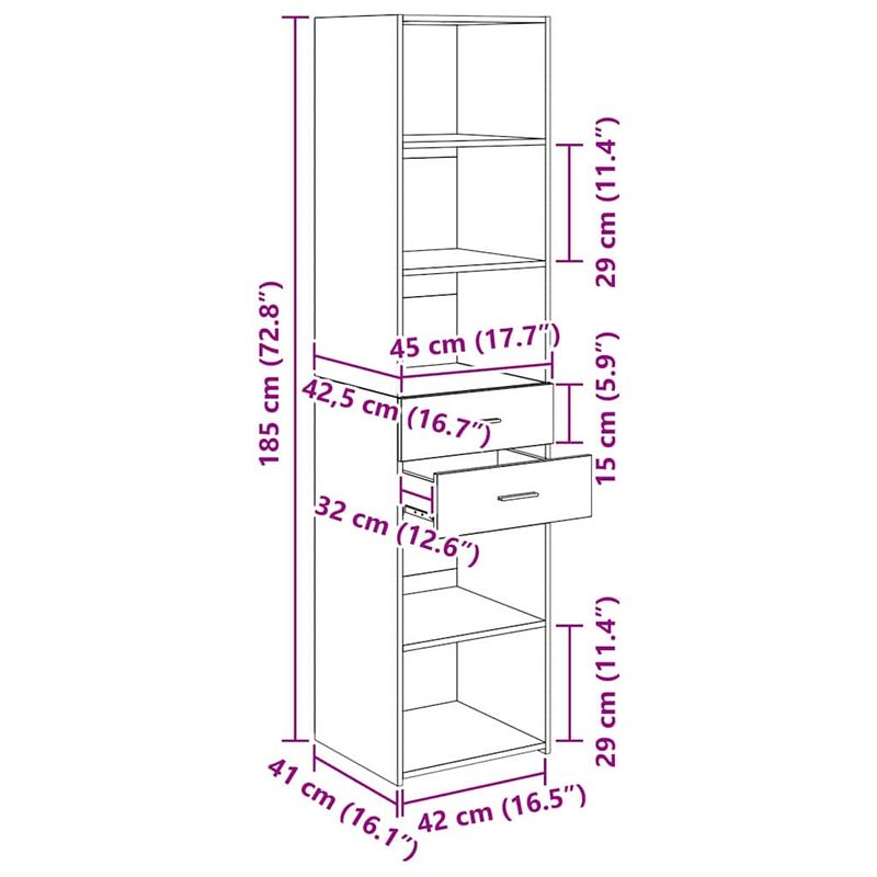 Casa si Gradina - Mobilier - Comode si corpuri - Comode - Bufet cu sertar Stejar Negru 45 x 42,5 x 185 cm Lemn compozit - Infinity.ro