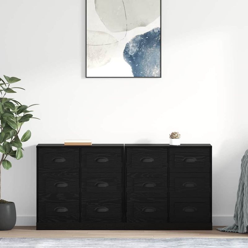 Casa si Gradina - Mobilier - Comode si corpuri - Comode - Bufeturi 2 pcs Stejar Negru 70 x 35,5 x 67,5 cm Lemn compozit - Infinity.ro
