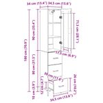 Casa si Gradina - Mobilier - Comode si corpuri - Comode - Bufet cu sertar Lemn Vechi 34,5 x 34 x 180 cm Lemn compozit - Infinity.ro