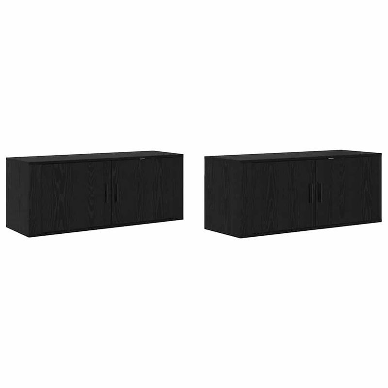 Casa si Gradina - Mobilier - Seturi de mobilier - Seturi living - Set Dulap TV montat pe perete Pe perete 2 pcs Stejar Negru - Infinity.ro