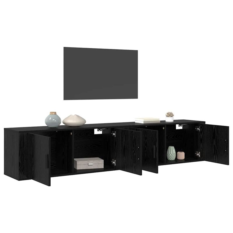 Casa si Gradina - Mobilier - Seturi de mobilier - Seturi living - Set Dulap TV montat pe perete Pe perete 2 pcs Stejar Negru - Infinity.ro
