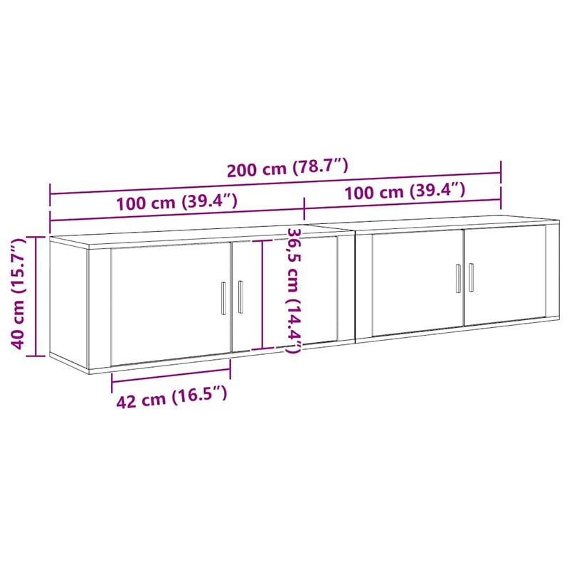 Casa si Gradina - Mobilier - Seturi de mobilier - Seturi living - Set Dulap TV montat pe perete Pe perete 2 pcs Stejar Negru - Infinity.ro
