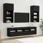 Casa si Gradina - Mobilier - Comode si corpuri - Comode - Unitati TV de perete cu LED 5 pcs Stejar Negru - Infinity.ro
