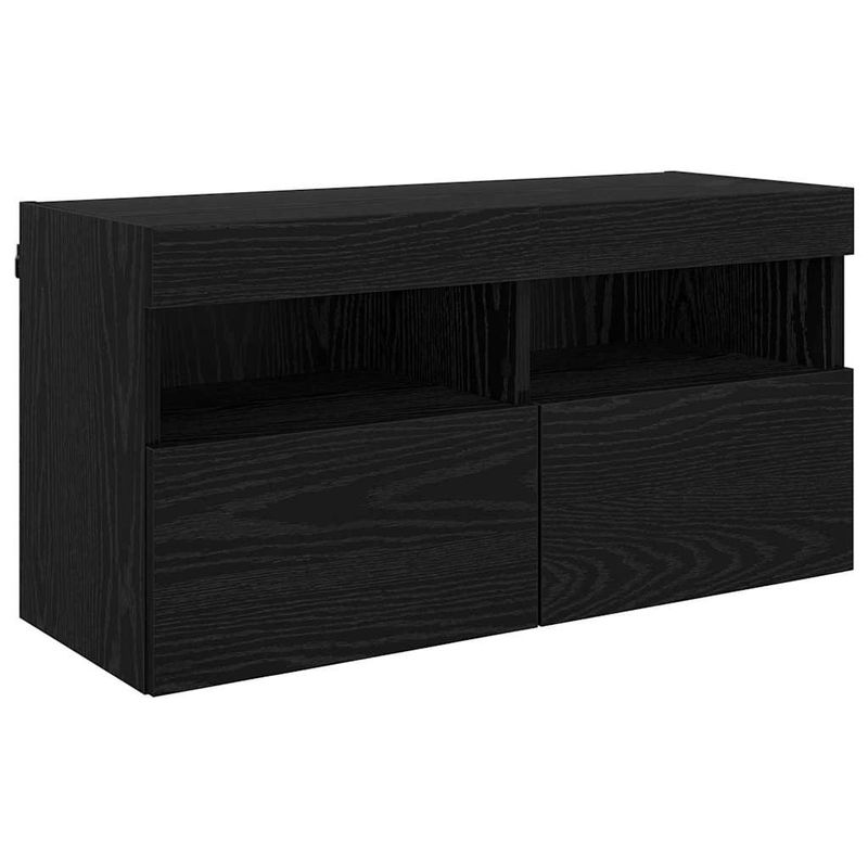 Casa si Gradina - Mobilier - Comode si corpuri - Comode - Unitati TV de perete cu LED 5 pcs Stejar Negru - Infinity.ro
