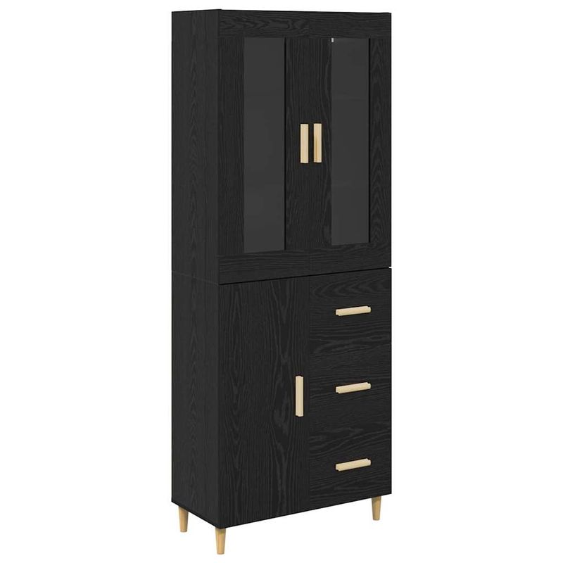 Casa si Gradina - Mobilier - Comode si corpuri - Comode - Bufet Pe perete cu sertar 2 pcs Stejar Negru Lemn compozit - Infinity.ro
