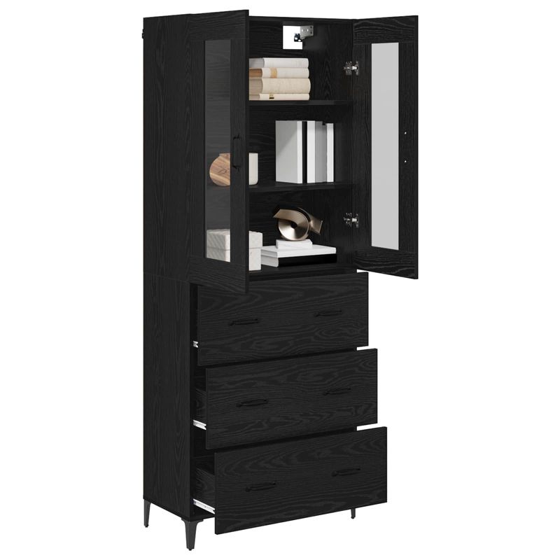 Casa si Gradina - Mobilier - Comode si corpuri - Comode - Bufet Pe perete Stejar Negru 69,5 x 34 x 180 cm Lemn compozit - Infinity.ro