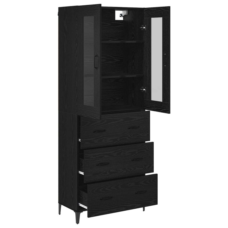 Casa si Gradina - Mobilier - Comode si corpuri - Comode - Bufet Pe perete Stejar Negru 69,5 x 34 x 180 cm Lemn compozit - Infinity.ro