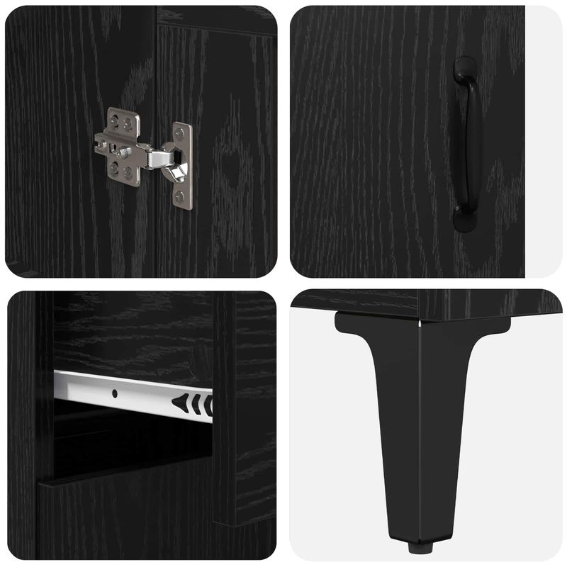 Casa si Gradina - Mobilier - Comode si corpuri - Comode - Bufet Pe perete Stejar Negru 69,5 x 34 x 180 cm Lemn compozit - Infinity.ro