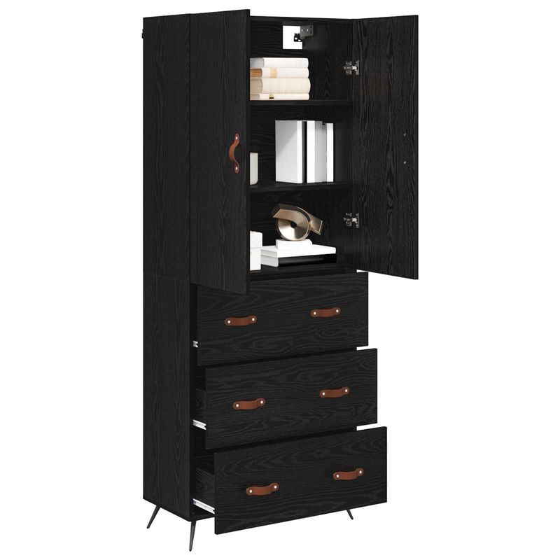 Casa si Gradina - Mobilier - Comode si corpuri - Comode - Bufet Pe perete Stejar Negru 69,5 x 34 x 180 cm Lemn compozit - Infinity.ro