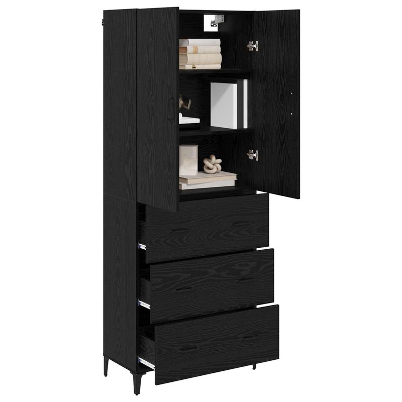 Casa si Gradina - Mobilier - Comode si corpuri - Corpuri bucatarie - Bufet Pe perete Stejar Negru 69,5 x 34 x 180 cm Lemn compozit - Infinity.ro