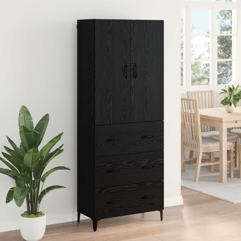 Casa si Gradina - Mobilier - Comode si corpuri - Corpuri bucatarie - Bufet Pe perete Stejar Negru 69,5 x 34 x 180 cm Lemn compozit - Infinity.ro