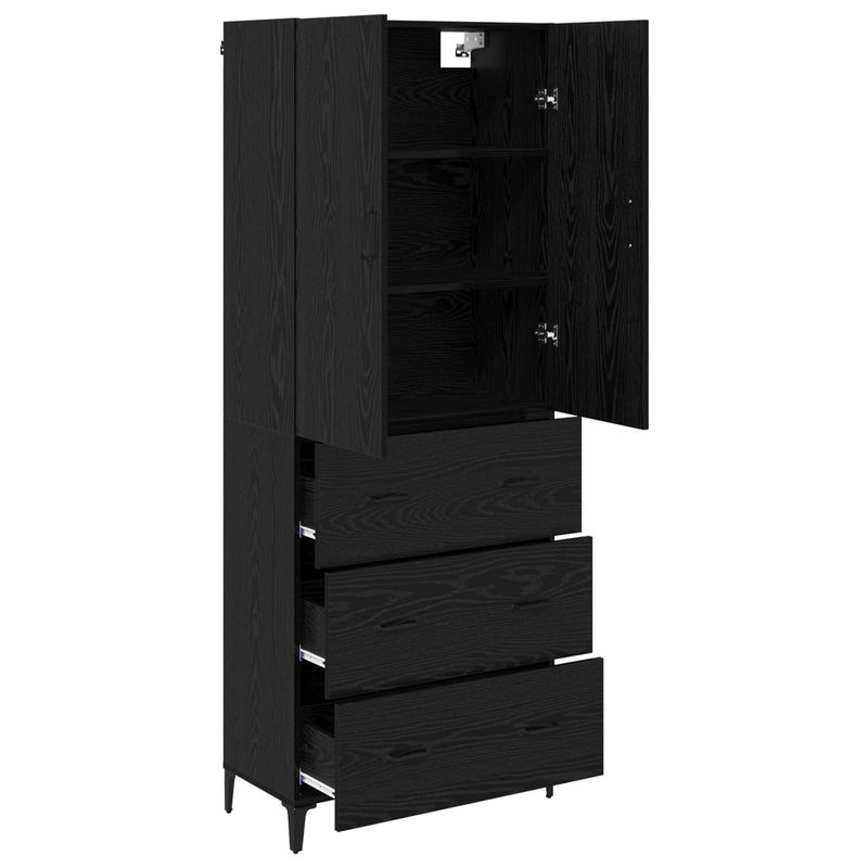Casa si Gradina - Mobilier - Comode si corpuri - Corpuri bucatarie - Bufet Pe perete Stejar Negru 69,5 x 34 x 180 cm Lemn compozit - Infinity.ro