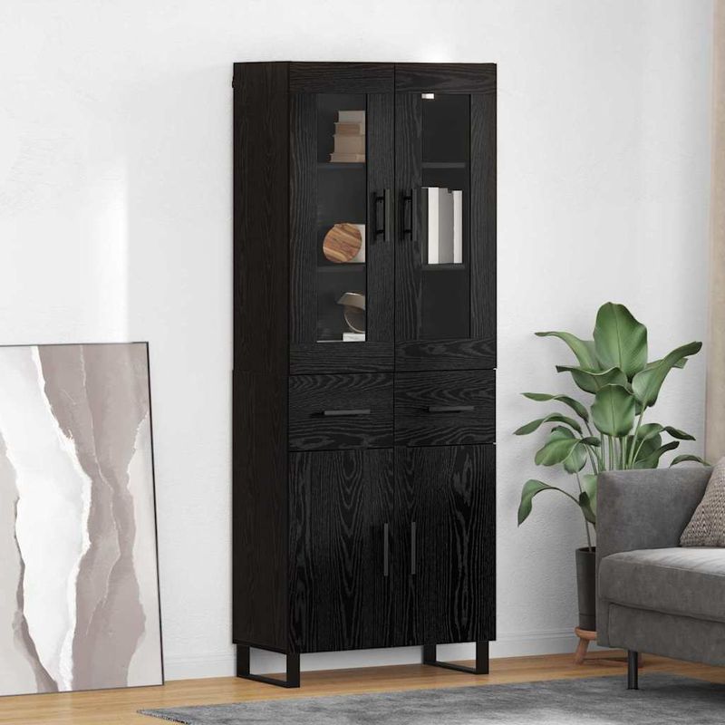 Casa si Gradina - Mobilier - Comode si corpuri - Corpuri bucatarie - Bufet Pe perete Stejar Negru 69,5 x 34 x 180 cm Lemn compozit - Infinity.ro