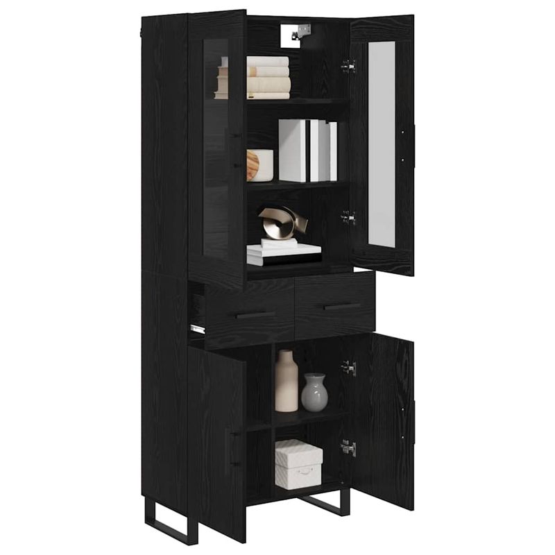 Casa si Gradina - Mobilier - Comode si corpuri - Corpuri bucatarie - Bufet Pe perete Stejar Negru 69,5 x 34 x 180 cm Lemn compozit - Infinity.ro