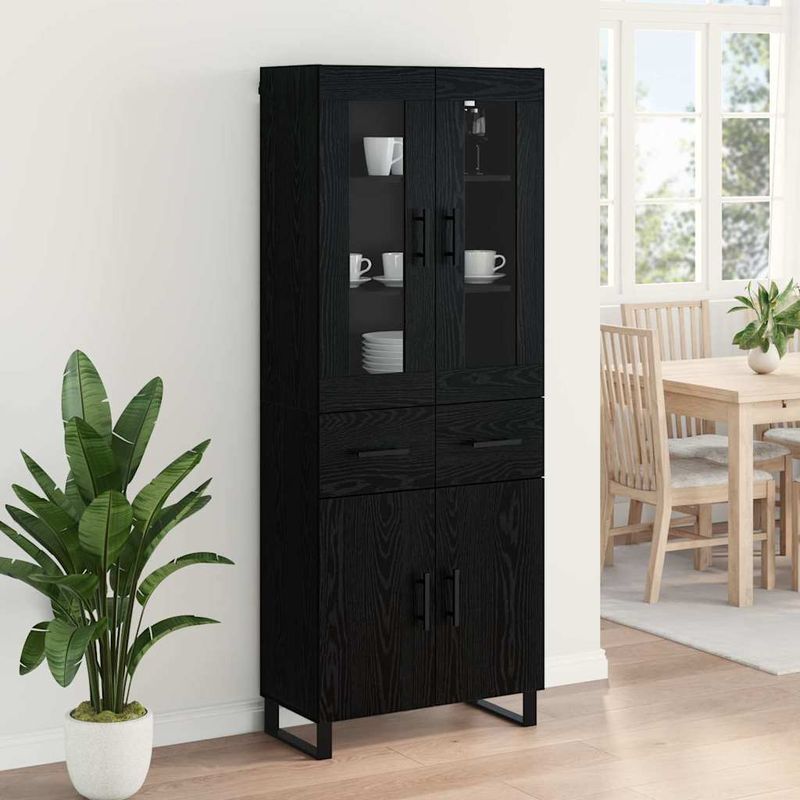 Casa si Gradina - Mobilier - Comode si corpuri - Corpuri bucatarie - Bufet Pe perete Stejar Negru 69,5 x 34 x 180 cm Lemn compozit - Infinity.ro