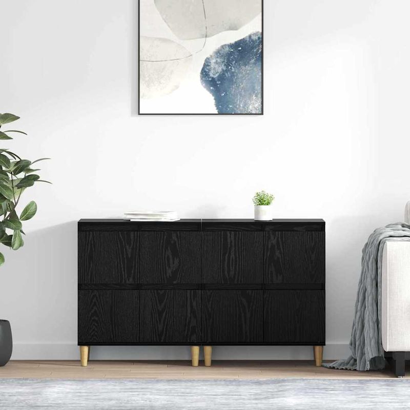 Casa si Gradina - Mobilier - Comode si corpuri - Comode - Bufeturi 2 pcs Stejar Negru 60 x 35 x 70 cm Lemn compozit - Infinity.ro