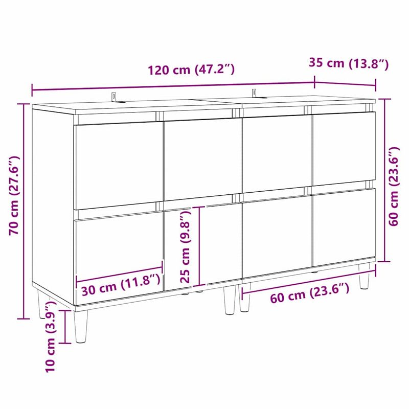 Casa si Gradina - Mobilier - Comode si corpuri - Comode - Bufeturi 2 pcs Stejar Negru 60 x 35 x 70 cm Lemn compozit - Infinity.ro