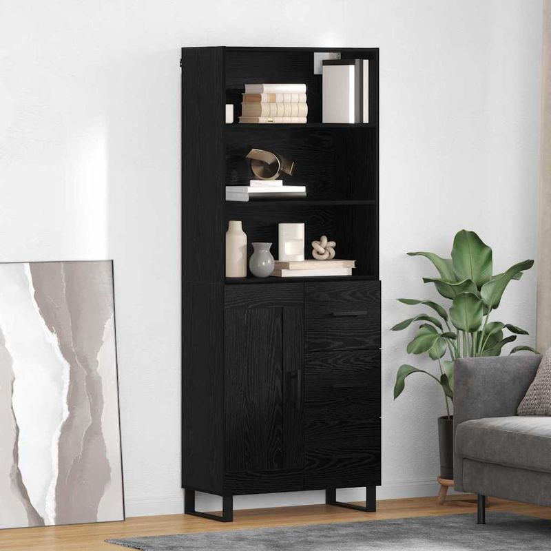 Casa si Gradina - Mobilier - Comode si corpuri - Comode - Bufet Pe perete cu sertar 2 pcs Stejar Negru Lemn compozit - Infinity.ro
