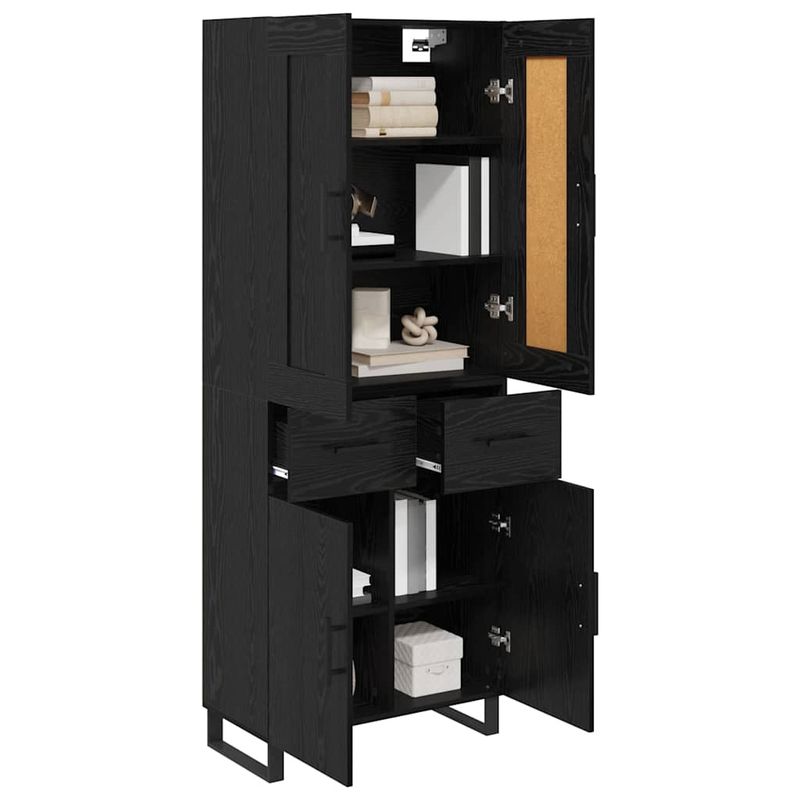 Casa si Gradina - Mobilier - Comode si corpuri - Comode - Bufet Pe perete cu sertar 2 pcs Stejar Negru Lemn compozit - Infinity.ro