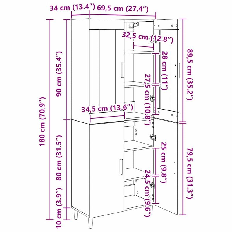 Casa si Gradina - Mobilier - Comode si corpuri - Comode - Bufet Pe perete 2 pcs Stejar Negru Lemn compozit - Infinity.ro