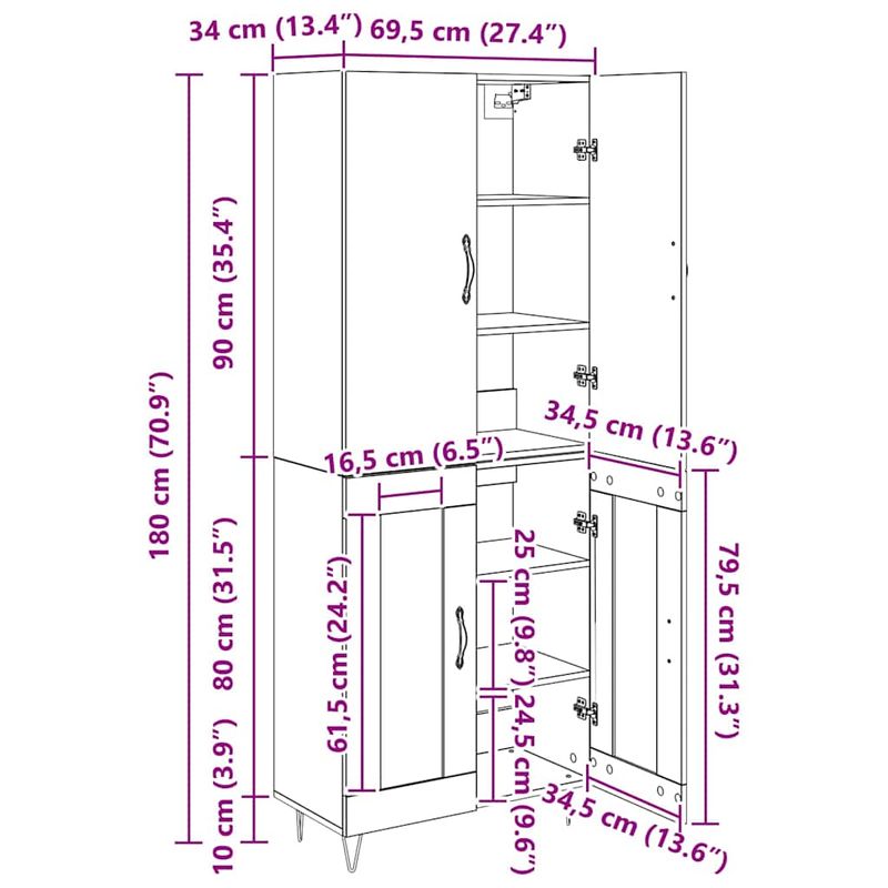 Casa si Gradina - Mobilier - Comode si corpuri - Comode - Bufet Pe perete 2 pcs Stejar Negru Lemn compozit - Infinity.ro