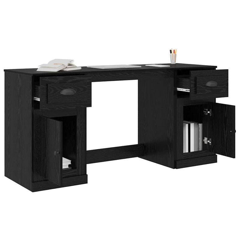 Casa si Gradina - Mobilier - Mese si birouri - Birouri - Birou cu dulap Stejar Negru 154,5 x 50 x 75 cm Lemn compozit - Infinity.ro