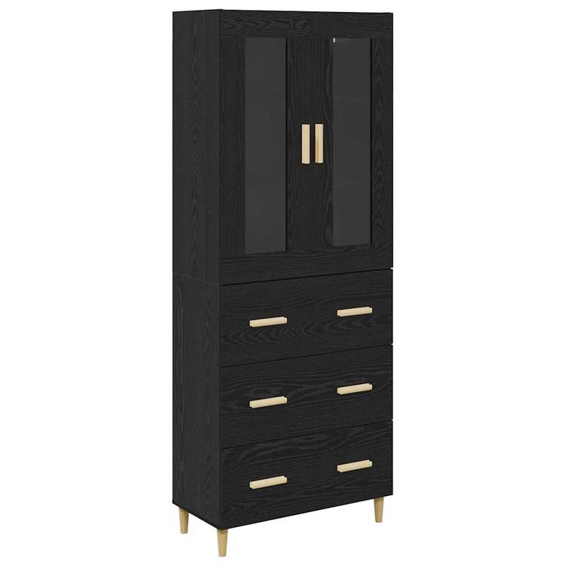 Casa si Gradina - Mobilier - Comode si corpuri - Comode - Bufet Pe perete cu sertar 2 pcs Stejar Negru Lemn compozit - Infinity.ro