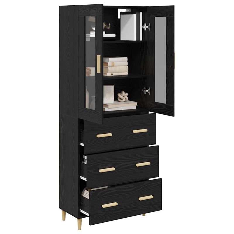 Casa si Gradina - Mobilier - Comode si corpuri - Comode - Bufet Pe perete cu sertar 2 pcs Stejar Negru Lemn compozit - Infinity.ro