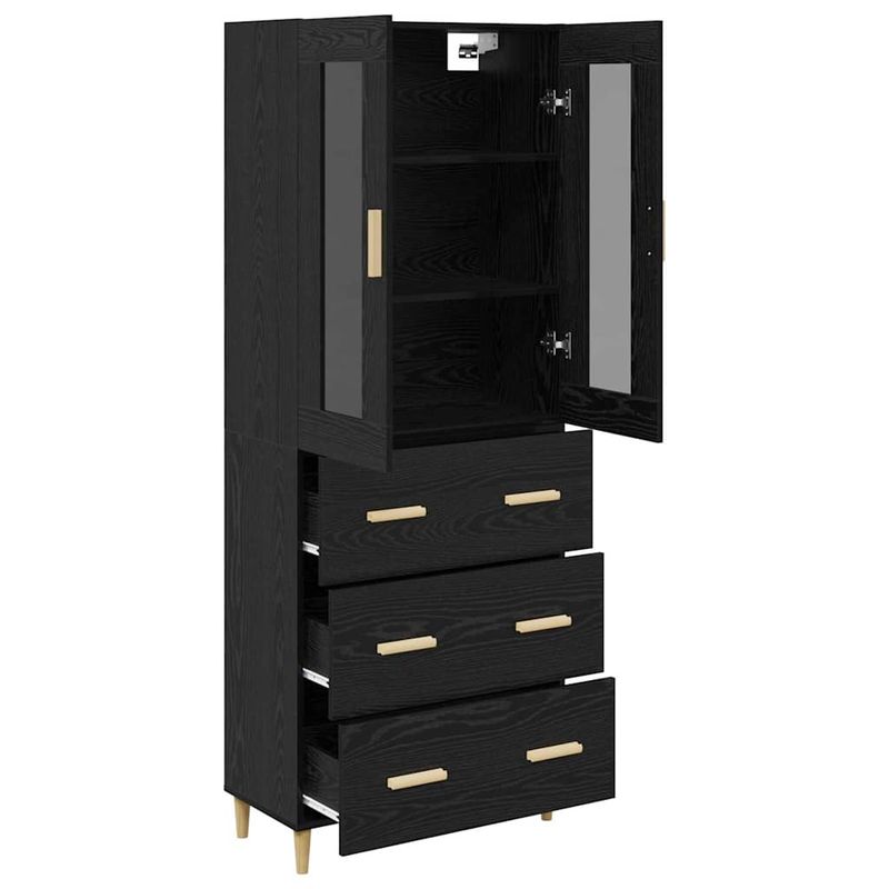 Casa si Gradina - Mobilier - Comode si corpuri - Comode - Bufet Pe perete cu sertar 2 pcs Stejar Negru Lemn compozit - Infinity.ro