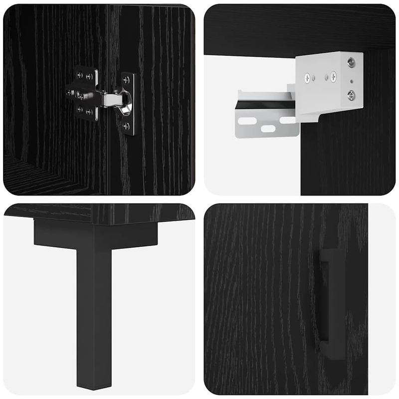 Casa si Gradina - Mobilier - Comode si corpuri - Comode - Bufet Pe perete 2 pcs Stejar Negru Lemn compozit - Infinity.ro